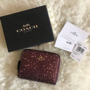 Coach Wallet - Heart Glitter Small, Raspberry